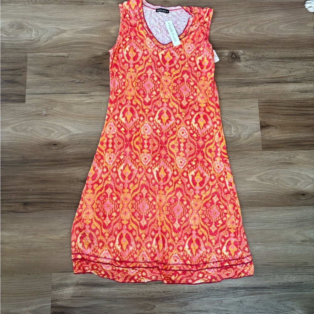 David Cline orange V-neck knit dress size small NWT